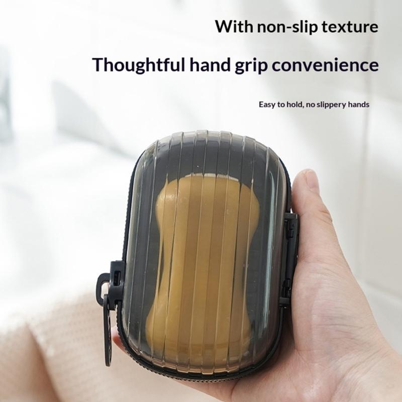 Plastic Soap Holder with Secure Zippered Closure Leak Prevent Drain Design Soap Case for Travel Gym Keeping Soap Drying