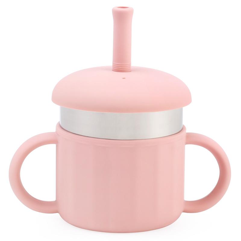 6-Month-Old Baby Anti-Choke Duckbill Cup Feeding Bottle Baby Straw Drinking Water Anti-Choke Stainless Steel Children's Water Cup