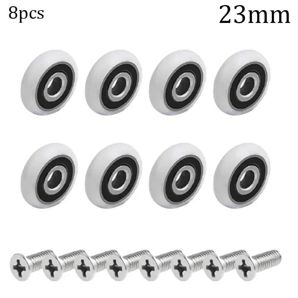 8Pcs Shower Door Roller Re-placement Door Pulley 19/23/25mm Wheel Diameter Cabins Pulley Sliding-Shower Stainless Steel Parts