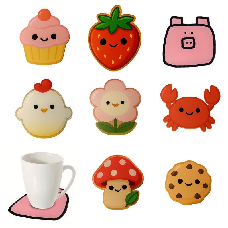 Cute Cartoon Acrylic Coaster Irregular Shapes Heat-Resistant Bowl Pad For Coffee, Tea, Hot Drinks Table Protectors Desk Decor