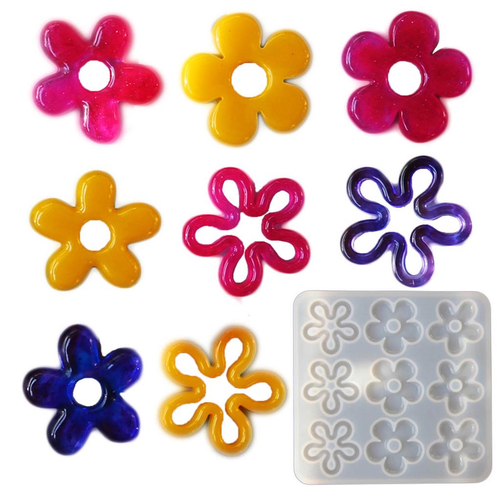 Flower Silicone Mold Earrings Pendant Necklace Keychain Charm Epoxy Resin Mould Floral Shape Crystal Casting Tool