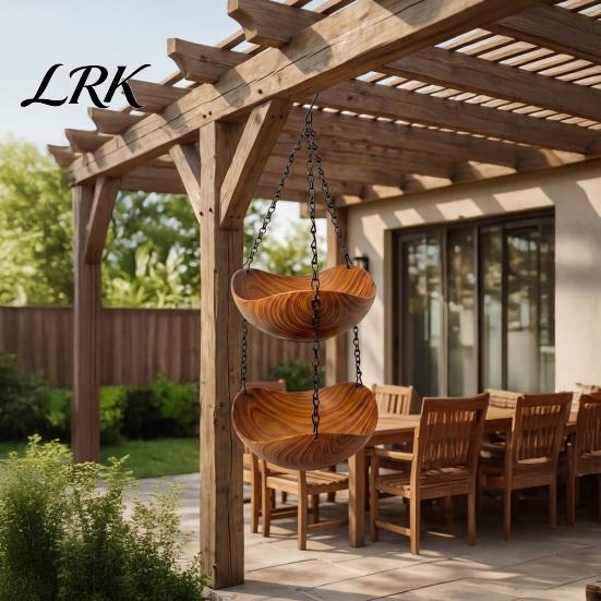Wind Resistant Bird Feeder Outdoor Feeder, Garden Hanging 1 or 2 Decorative Bowls Backyard for Wild Birds Patio Porch Decor Food And Water