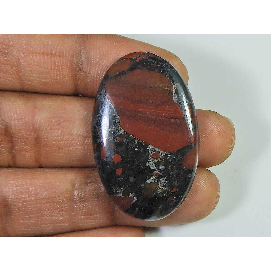 Natürlicher Blutstein-Palmkristall, 30 Karat. Ovaler Cabochon, loser Edelstein, 23 x 37 mm, SK-2617