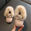 2025 autumn and winter new girls fluffy shoes baby velvet Doudou princess shoes soft sole children's rabbit fur warm cotton shoes