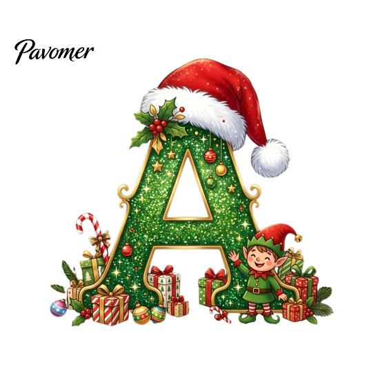 Holiday Tree Hanging Decor Personalized 26 Alphabet Christmas Ornament with Santa Hat Elf Design, Acrylic Cute Pendant for Mantel And Party