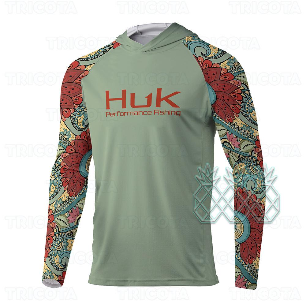 Cross-border HUK fishing suit outdoor hooded long-sleeved sunscreen T-shirt breathable Luya fishing suit UV protection ice silk