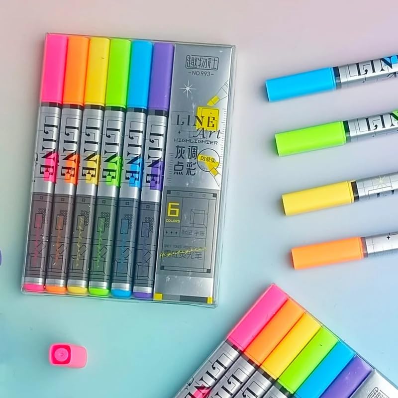 Corslet 6 Pcs Aesthetic Highlighter Pens For Study  Pastel Highlighter Marker Set For Students & Office Use  Smooth High