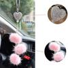Rearview Mirror Bling  Car Charm Pink Plush ball Car Hanging Ornaments Car Crystal Pendant