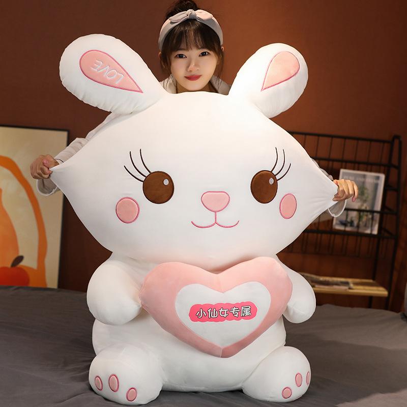 Cartoon Herz Kaninchen Puppe Plüschtier Kleines Weißes Kaninchen Puppe Kinder Beruhigende Stoffpuppe Geburtstagsgeschenk Geschenk