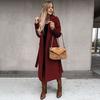 Yousheng Women Winter Coat with Belt Formal Business Style Turn-down Collar Calf Length Overcoat OL Commuting Jacket Solid Color Thick Outerwear