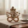 Wooden Ornament with Stable Base, Father Day Wooden Ornament, Decorative Resin Sculpture Family Love Decor for Desktop Bookshelf