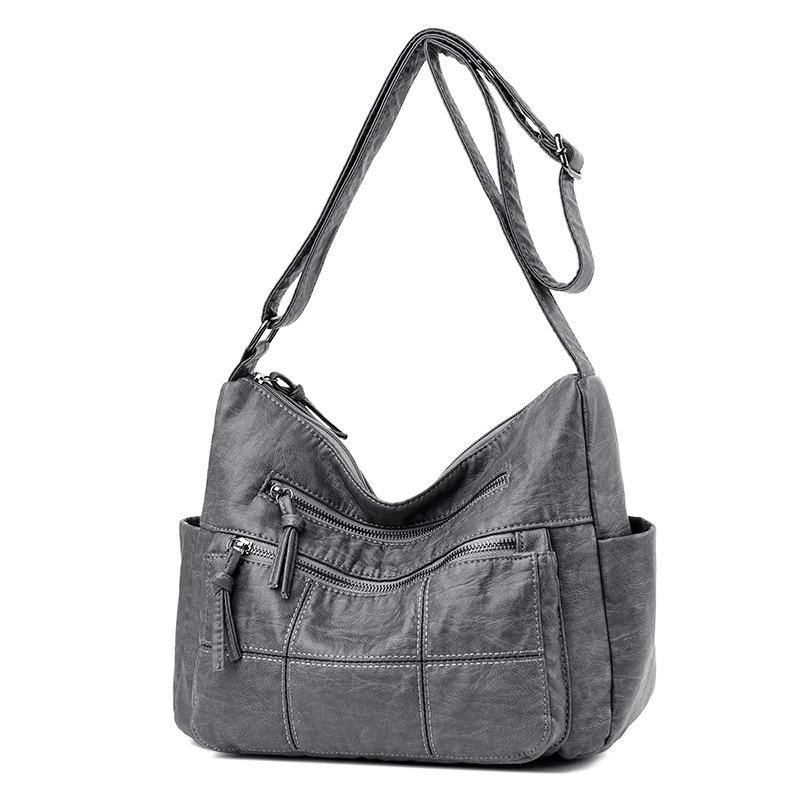 Your favorite bag Celela zachte leren portemonnees schoudertassen meerlaagse klassieke crossbodytas damestassen luxe designer handtas grijs