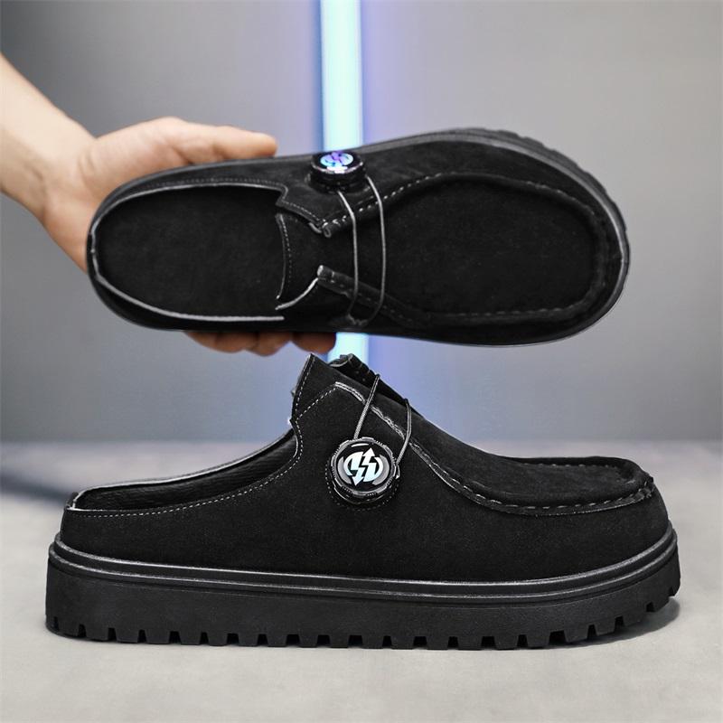 Retro Shoes for Men Comfortable Suede Leather Half Shoes Men Lace-up Flat Casual Shoes Man Footwear Zapatos Para Hombre