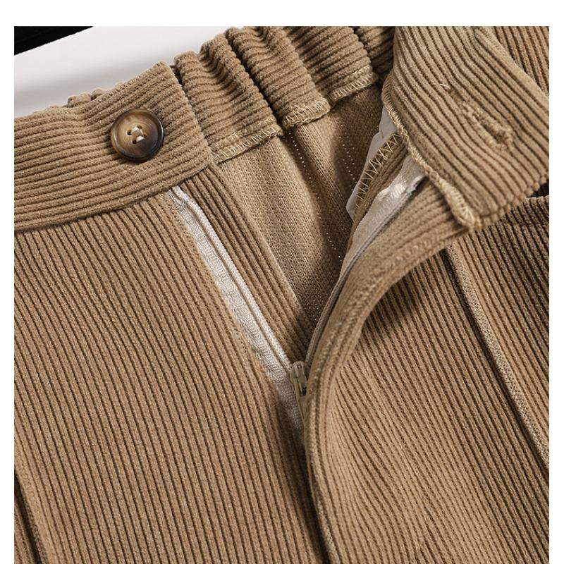 Dimanaf 2025 Autumn Plus Size Corduroy Trousers New Women Clothing Fashion Loose Pleated Vintage Pants