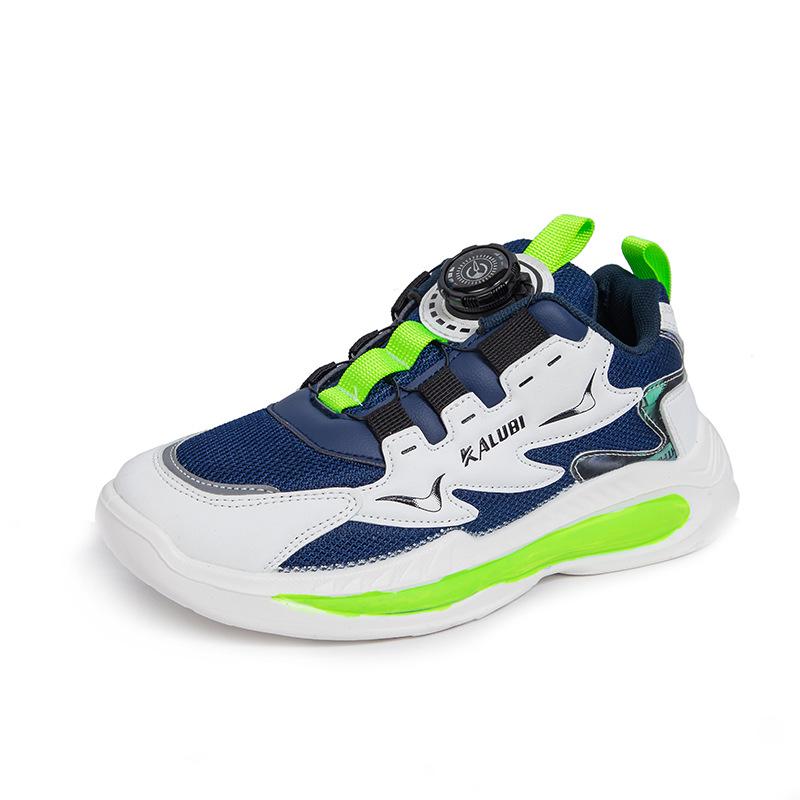 Boys spring and autumn new sports shoes mesh rotating button casual shoes girls primary and secondary school students soft-soled dad shoes