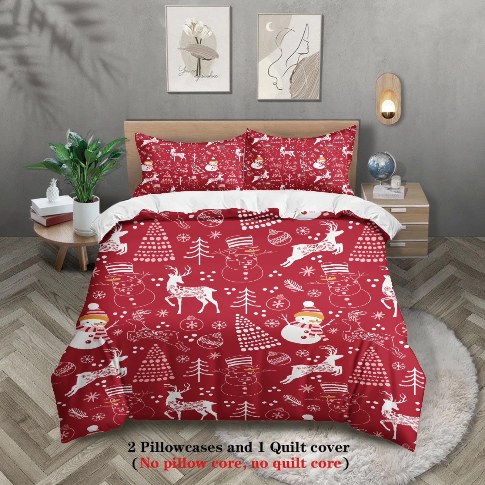 

Christmas Bedding Set Christmas Tree Duvet Cover Set Single Twin Queen King Size No Filling Christmas Gift For Home Decor EU Single(135x200cm)