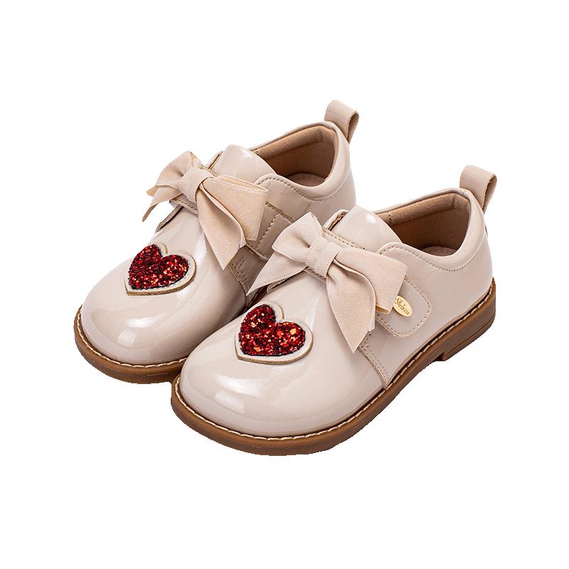 Fuluomi Girls Heart-Patterned Walking Shoes 28