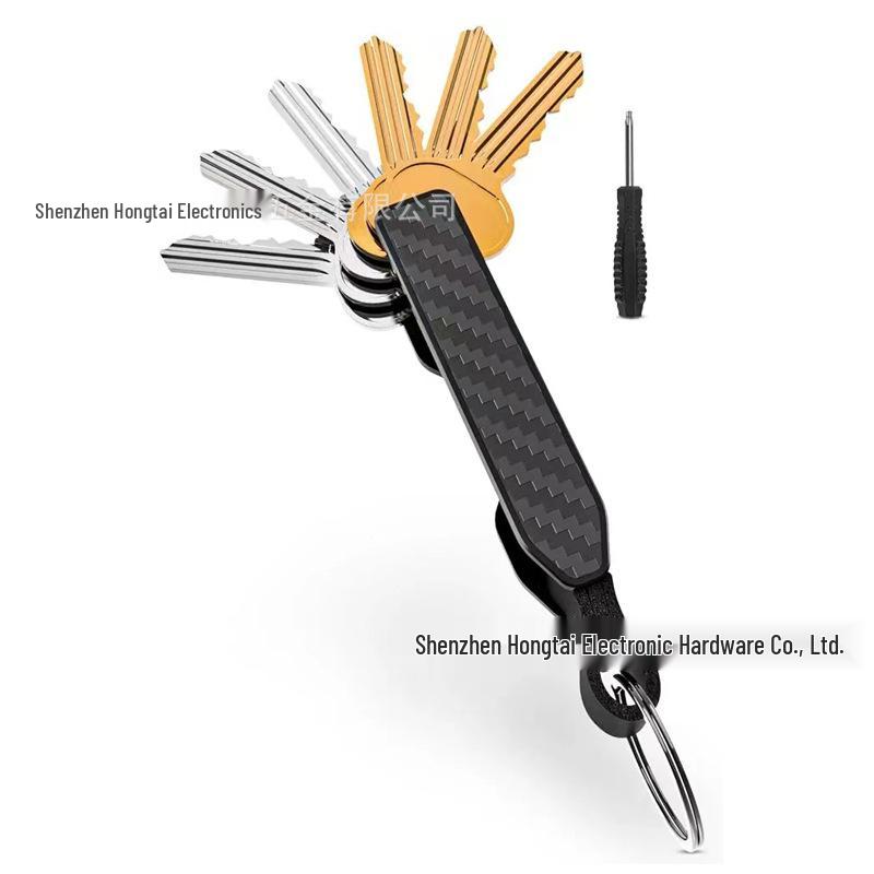 Aluminum Keychain Organizer with Airtag Tracker and Outdoor Storage Buckle