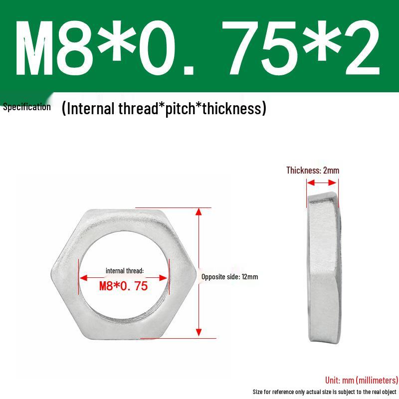 GB808 White Zinc Hex Thin Nut, Fine Thread, Lamp-Type, M6-M30