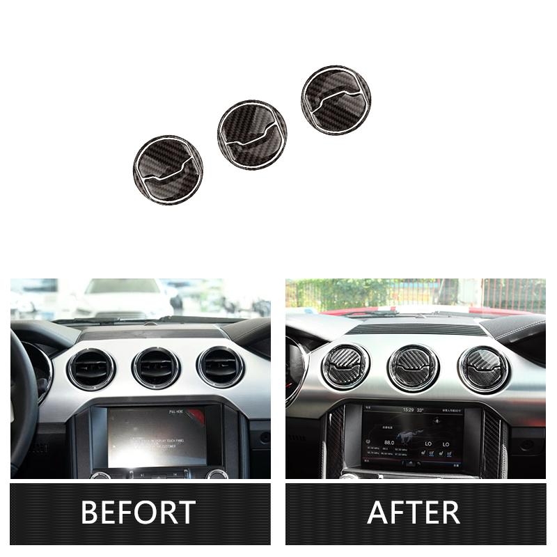 For Ford Mustang 2015 2016 2017 Carbon Fiber Car Interior Center Console Air Condition Air Vent Outlet