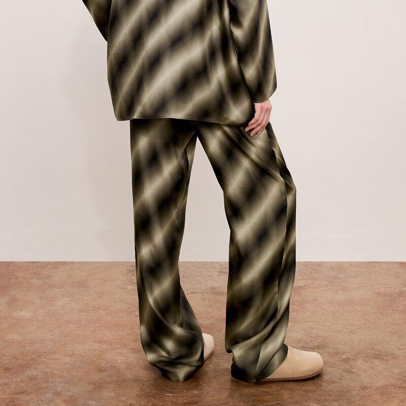 LESS 2O7E12830 Silk Straight-Leg Casual Pants