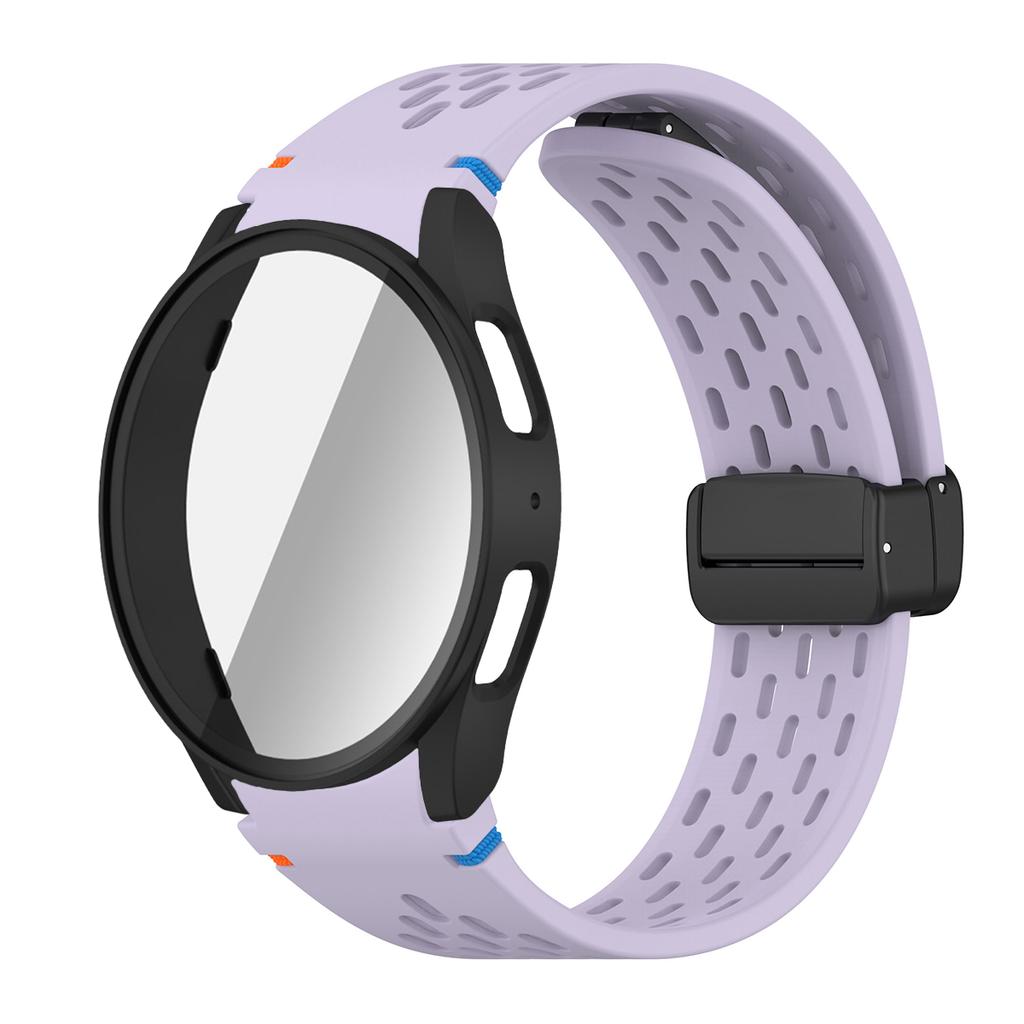 Case+Strap for Samsung Galaxy Watch 7 6 5 4 40/44mm Silicone Magnetic Band Tempered Glass Screen Film PC Protector Cover Bumper