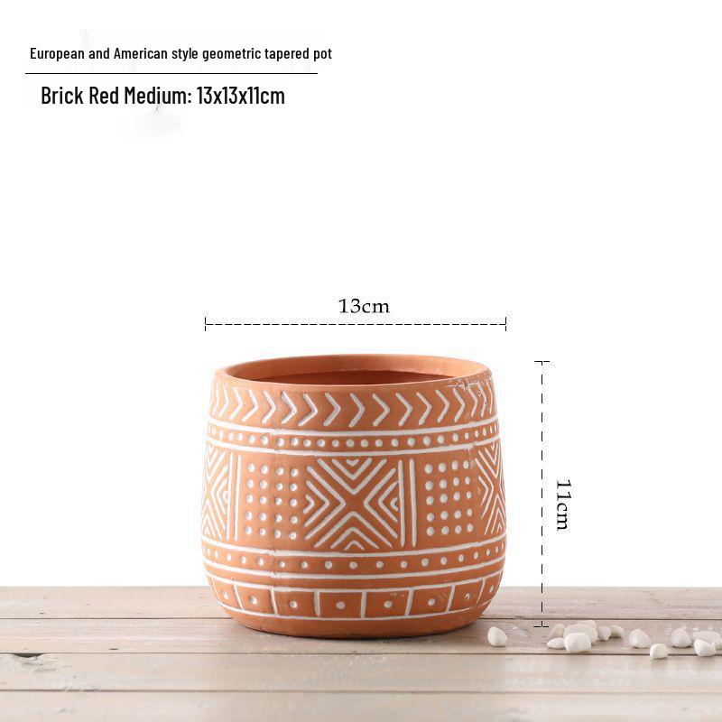 Red Clay Breathable Minimalist Terracotta Flower Pot with Feet for Succulents and Pothos - Round Design, Free Shipping