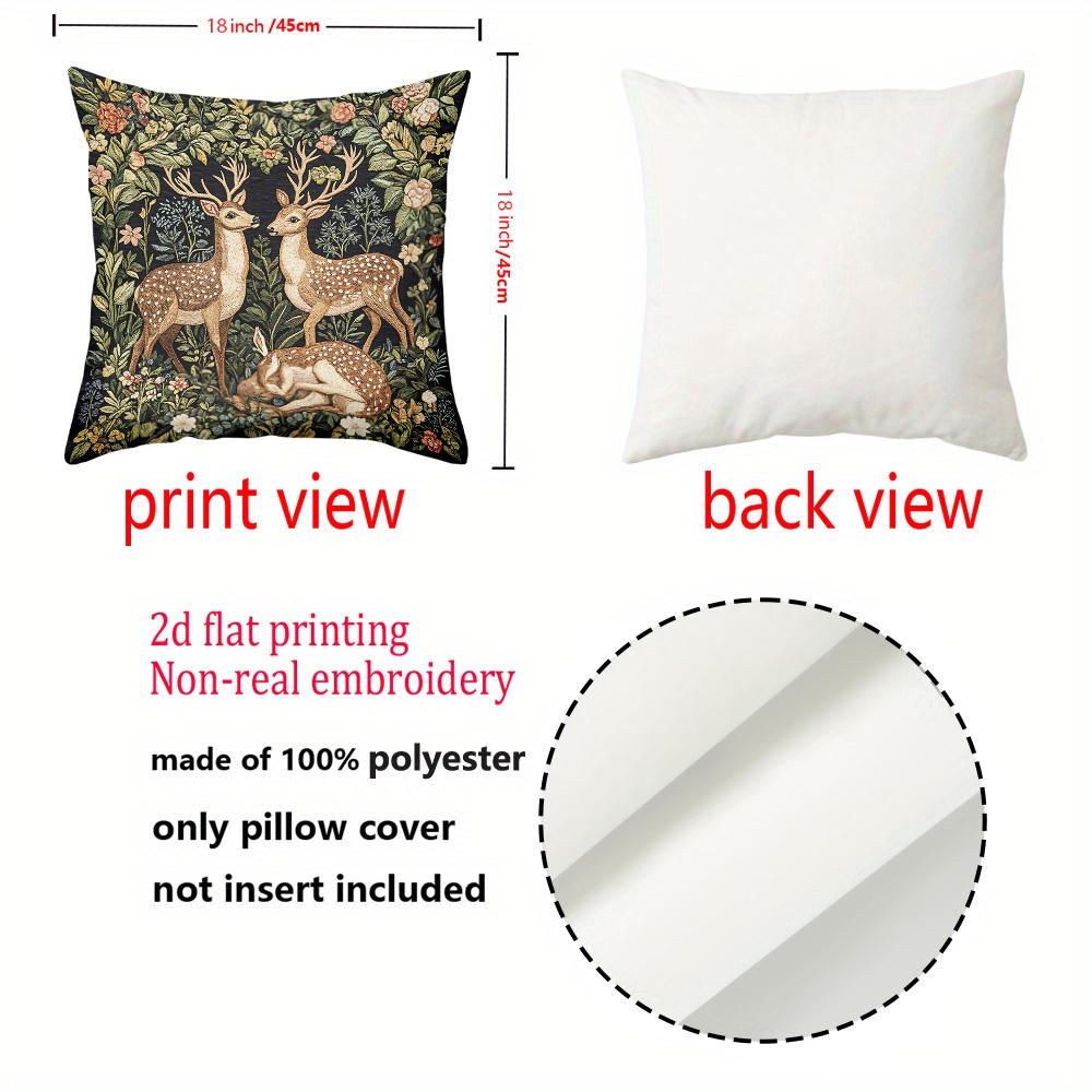 1 Pieces Deer Floral Pattern 2D Printed Pillow Cushions Polyester pillowcase, sofa decorative cushion cov Headboard Pillow