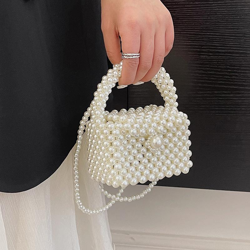 Fairy Bag New 2025 Summer Mori Girl Handbag Ins Shoulder Crossbody Pearl Woven Bag