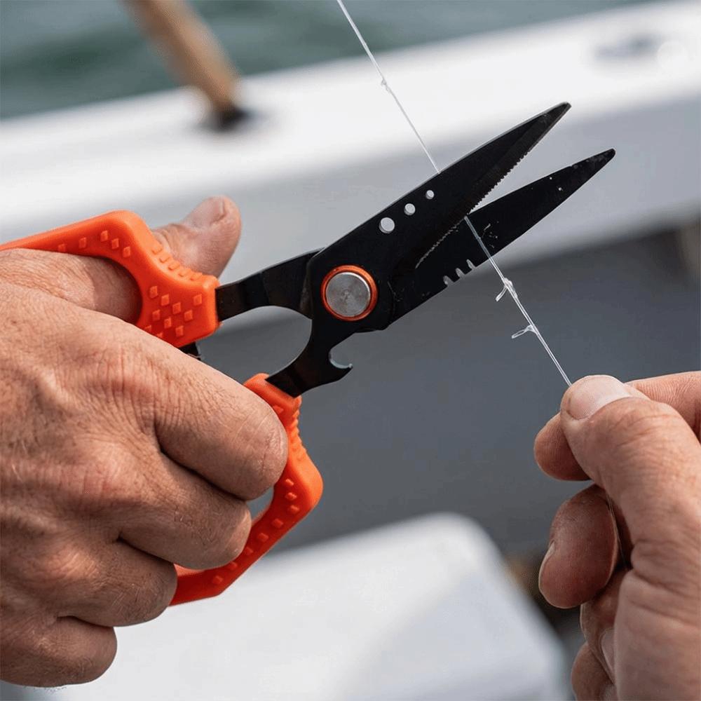 Anti-slip Grip Braid Line Cutter Double Serrated Luya PE Scissors  Saltwater Fishing