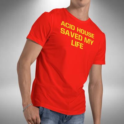 Acid House Music Saved My Life Men's T-Shirt Dj Clubbing Dance Rave Music Lover