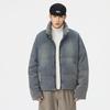 Winter Washed Distressed Denim Stand Collar Down Jacket