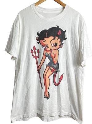 Vintage Betty Boop Teufel Grafik 100% Baumwolle Unisex Kurzarm unisex Oversized Verkauf Beliebt Mode Hohe Qualität T-Shirt