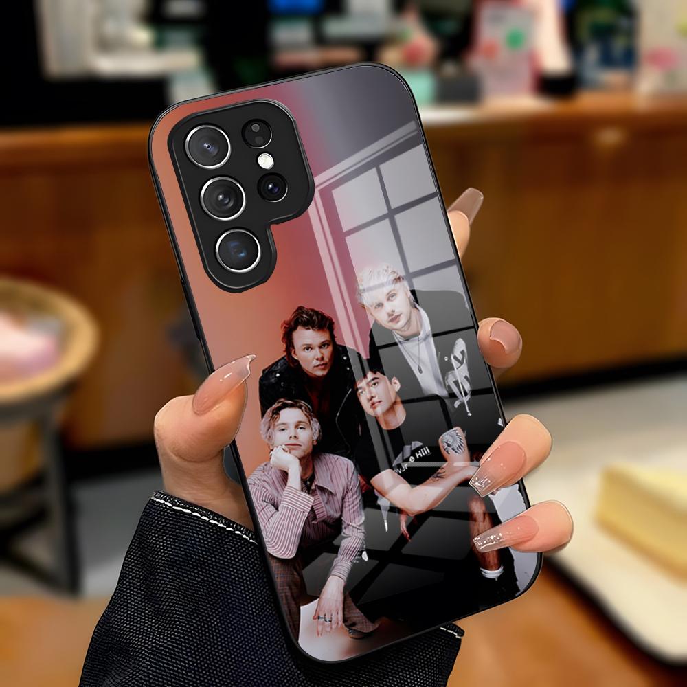 

Чехол для телефона 5SOS с горячим дизайном для Samsung S26 S25 Plus S20 S20 Plus S22 Ultra S23 FE S21 Plus S21 Ultra Стеклянная крышка Samsung S21