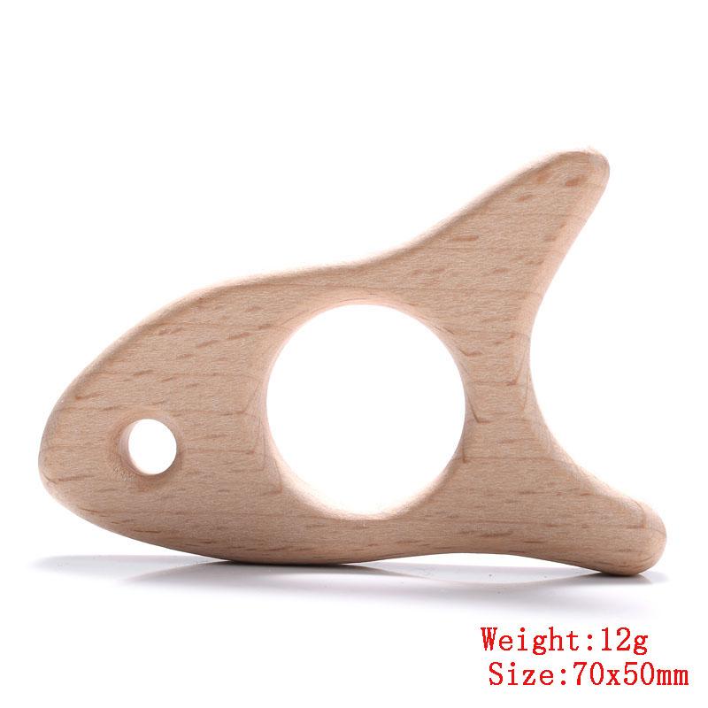 5Pcs/Lot Baby Pacifier Chain Chew Accessories Animal Shape Natural Beech Teething Wooden Teether Pendant Accessories