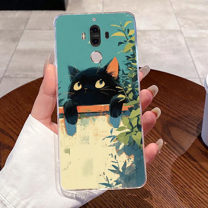 Jelly Casing For Huawei Mate 9 Coque Funda Clear Silicone Soft TPU Back Cover Cute Cat Rabbit Heart Protective Case Capa