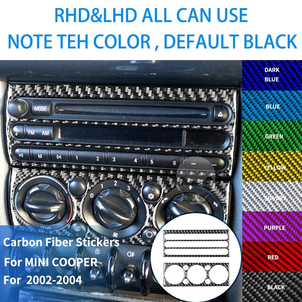 For MINI COOPER R50 R53 2002 2003 2004 Multiple Colors Real Carbon Fiber Stickers Whole Set Central Control Car