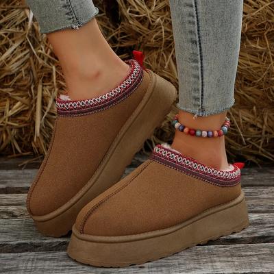 2024 Autumn and Winter Fashion New Solid Color Round Toe Warm Plus Velvet Casual Comfortable Thick Bottom Women's Short Boots