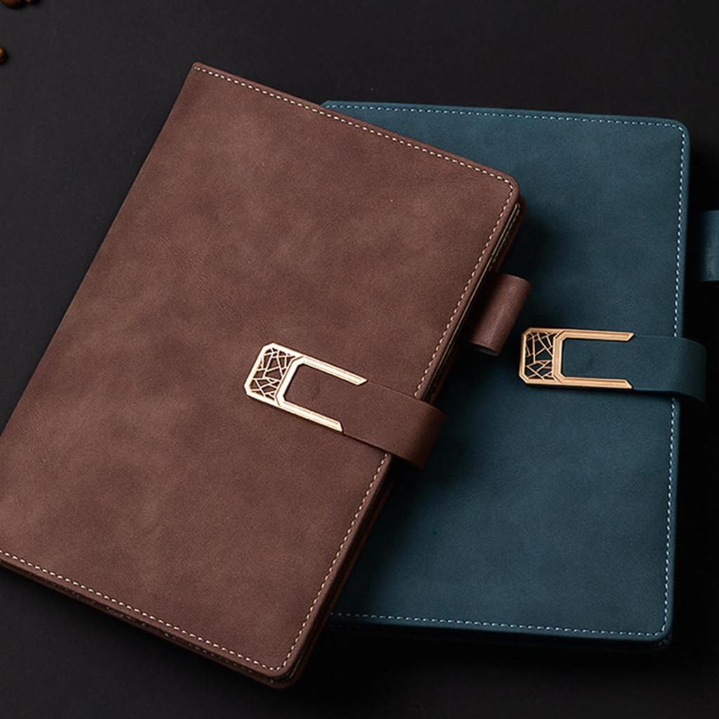 A5 Buckled Leather Student Subject Notebook, Business Notepad, Meeting Record Book, Thickened Diary, Travel Log, 120 Sheets 240 Pages