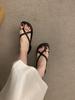 French beautiful cross-strap cold slippers women's summer wear 2025 new with skirt flat Roman sandals