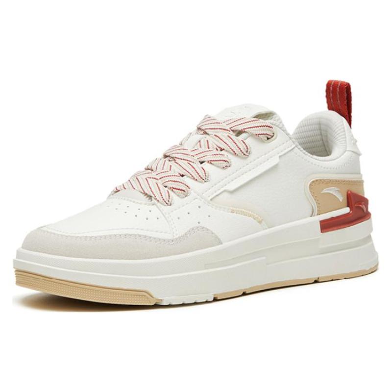 Anta Bump Lightweight Wear-resistant And Non-slip Low-Top Skateboard Shoes Women's White Brown Sneakers 922328076-2