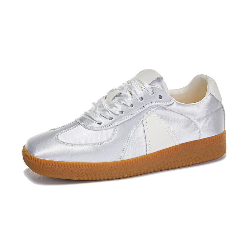 Leather German Training Shoes 2025 Spring New Fashion Soft Sole Square Head White Shoes Ballet Casual Versatile Women's Shoes