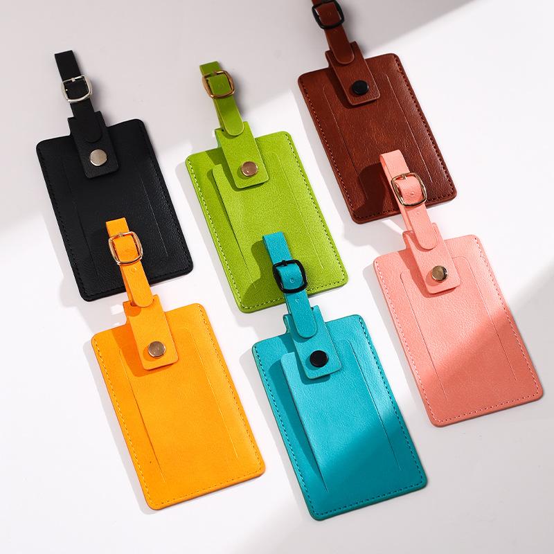 PU Leather Luggage Tag Suitcase Address Label Travel ID Clip Business Boarding Case Accessories