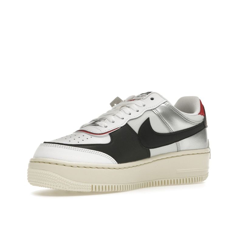 Nike Air Force 1 Shadow White Red Metallic Silver Women Sneakers Gym-Red Black FN6335-100