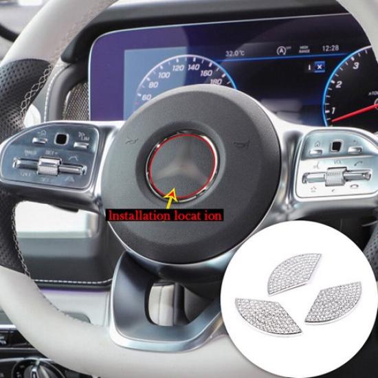 Silver Bling Steering Wheel  Emblem Ring Cover trim For Mercedes-Benz