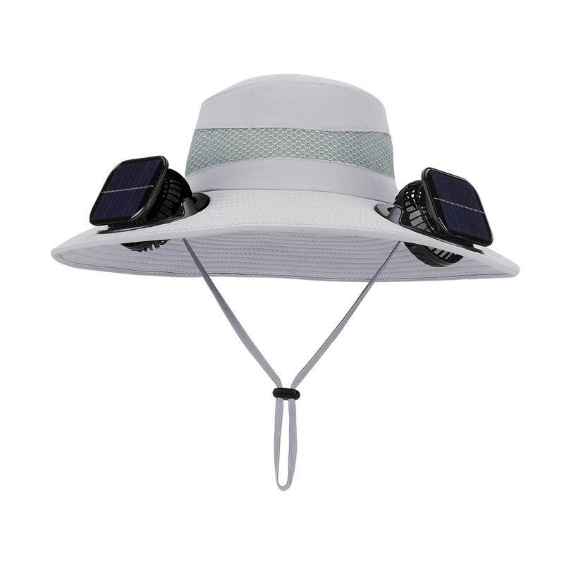 Solar Double Fan Hat Men's Summer Outdoor Eaves Breathable Bucket Hat Mountaineering Fishing Sun Hat