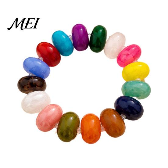 Damenarmband Perlen für Frauen, Bunte Acrylperlen Elastisches Damen Stretcharmband, Boho Sommer Strandurlaub Schmuck
