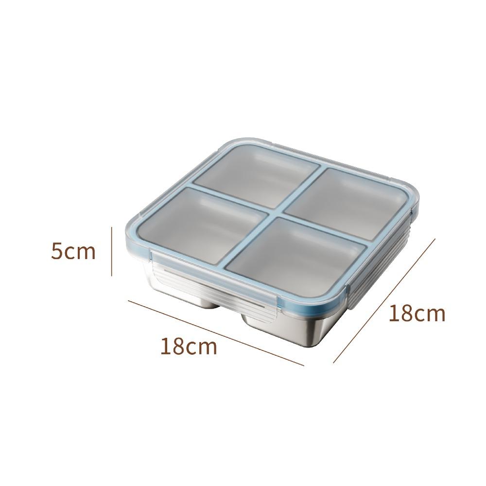 4 Grid Square Sealed Snack Box 304 Stainless Steel Thermal Lunch Box  School Office