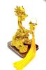 Golden Rising Dragon Figurine with Crystal Ball for Good Fortune and Strong Luck