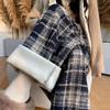 Women's Winter Fleece-Lined Tweed Plaid Wide-Leg Pants: Warm, Thick, Loose, and Straight-Leg Design.
